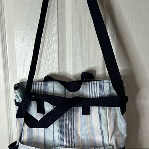 Striped Tote Bag with Navy Straps
